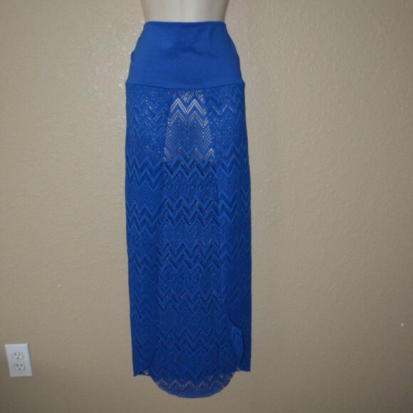 Sz S LCF Beachwear Blue Mesh Loungewear Cover Up Beach Pool Vacay Skirt - Picture 1 of 7